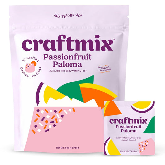 Passionfruit Paloma Cocktail Mixer - Serves 12 Drinks, Vegan, Low Carb, Low Sugar, Non-GMO, Gluten-Free, Easy to Prepare with Real Fruit