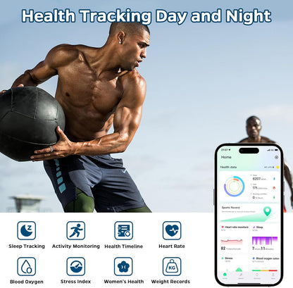 Smart Health Tracking Ring with Sleep Monitoring, Heart Rate Monitoring, Waterproof Fitness Features, Activity Tracking, Air Gestures, Up to 7-Day Battery Life, Compatible with iOS and Android (Stylish Silver #8)