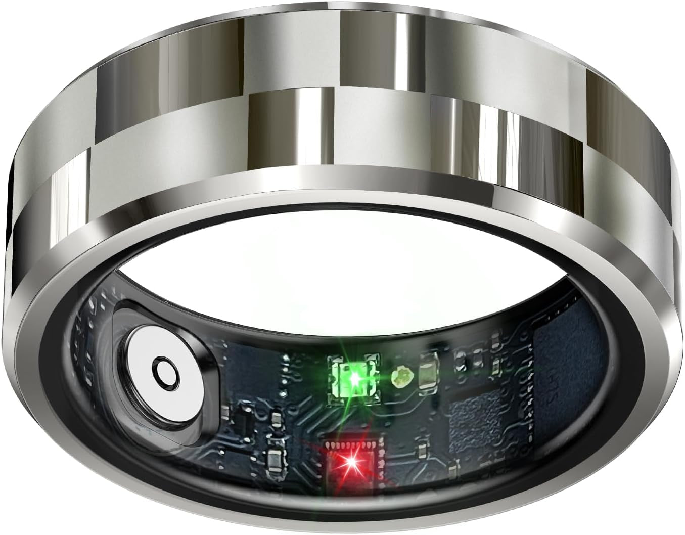 Smart Health Tracking Ring with Sleep Monitoring, Heart Rate Monitoring, Waterproof Fitness Features, Activity Tracking, Air Gestures, Up to 7-Day Battery Life, Compatible with iOS and Android (Stylish Silver #8)