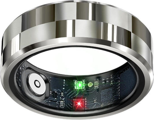 Smart Health Tracking Ring with Sleep Monitoring, Heart Rate Monitoring, Waterproof Fitness Features, Activity Tracking, Air Gestures, Up to 7-Day Battery Life, Compatible with iOS and Android (Stylish Silver #8)