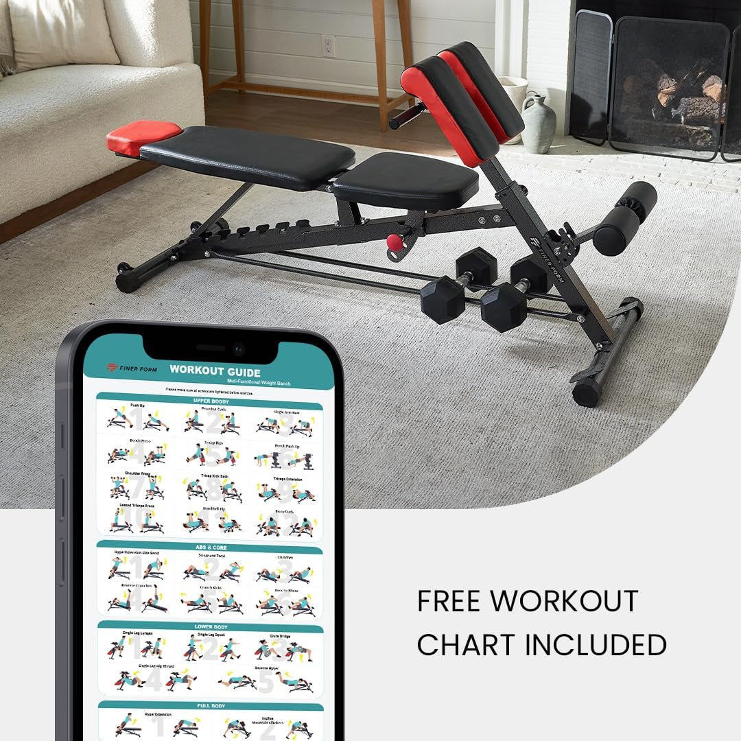 Multi-Functional FID Weight Bench for Comprehensive Full-Body Workouts – Hyper Back Extension, Roman Chair, Adjustable Ab Sit-Up Bench, Incline/Decline Bench, Flat Bench