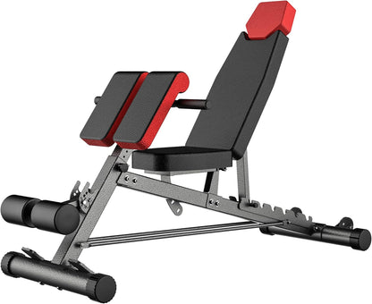 Multi-Functional FID Weight Bench for Comprehensive Full-Body Workouts – Hyper Back Extension, Roman Chair, Adjustable Ab Sit-Up Bench, Incline/Decline Bench, Flat Bench