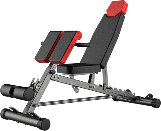 Multi-Functional FID Weight Bench for Comprehensive Full-Body Workouts – Hyper Back Extension, Roman Chair, Adjustable Ab Sit-Up Bench, Incline/Decline Bench, Flat Bench